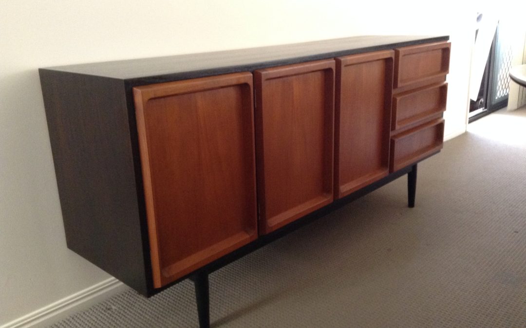 front view of restored mid century cabinet